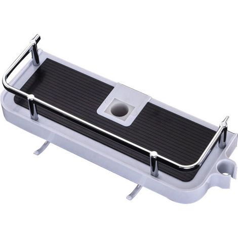 Tablette Support Douche, Etagère Douche Télescopique,Etagère de Salle de Bain Aluminium Antirouille,Montage Sans Perçage,Adapte Le Rail de 24-25mm,Avec Deux Crochets et Crochet de Pomme de Douche (1/5)