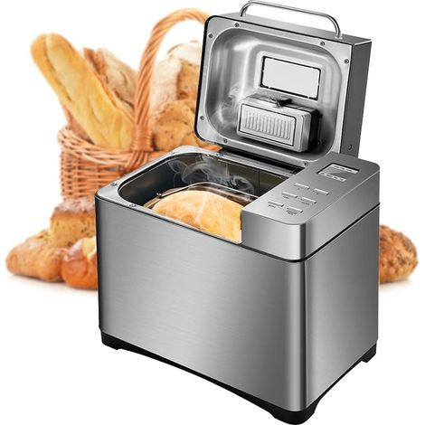 Senderpick – Machine à pain 650 W – Acier inoxydable – Minuterie 15 heures – 19 programmes automatiques – Distributeur intelligent – Maintien au chaud