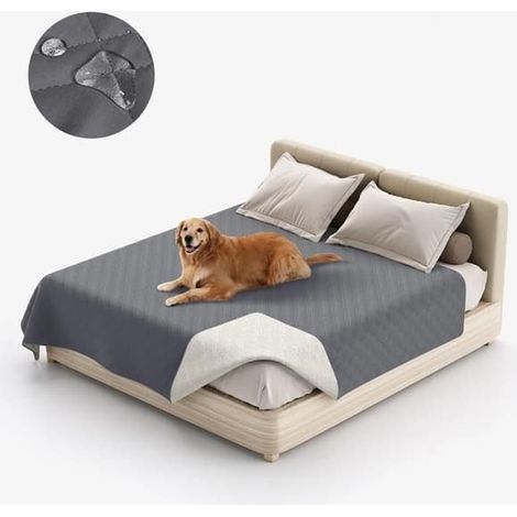 SABIR-Couvre-lit matelassé imperméable, couvre-lit pour animaux, couvre-lit, gris, 172 x 208 cm (1/3)