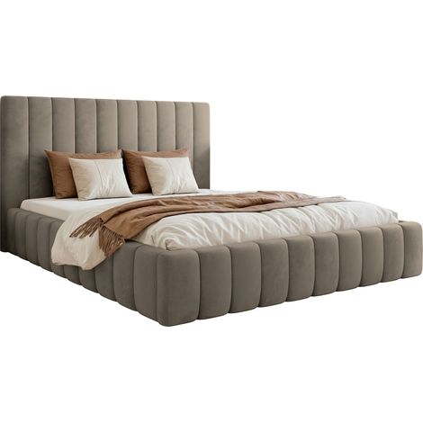 Selsey Fiarro - Polsterbett 160x200 mit Bettkasten, Velours, graubeige (1/5)