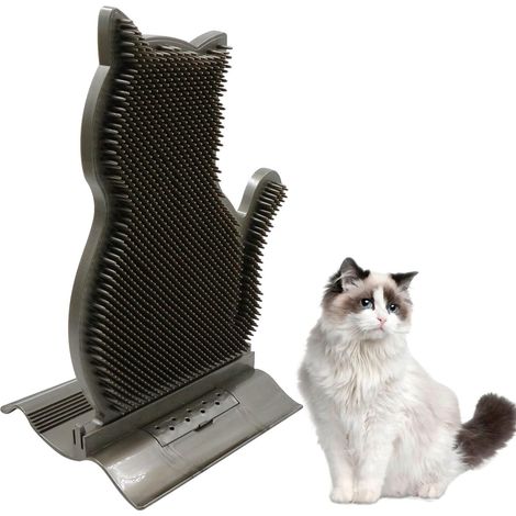 Cat Corner Hair Scratcher Scratching Massage Brush Board Supplies Fixed Tease Scratch Massage Scratch Brush Toy Pet Accessories Cat Brush Wand Cat Comb with Hair Loss Trimming (Gray) (1/5)