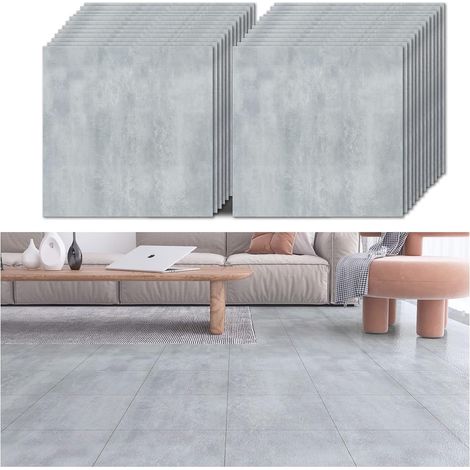 Revêtement de sol en PVC adhésif effet ciment gris carrelage adhésif salle de bains carrelage adhésif cuisine PVC autocollant sol garage sol sol PVC autocollants salon chambre 1,5 mm 30 x 30 (1/5)