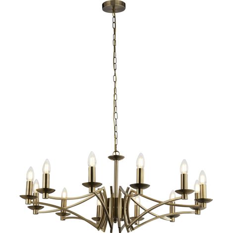 Lustre ASCOT 12L métal laiton antique E14 max 12x60w diamètre 88cm (1/5)