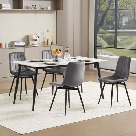Klihome Esszimmerstühle 4er Set, Küchenstühle  mit Rückenlehne, Ergonomisch Polsterstuhl, für Esszimmer Küche, Dunkelgrau