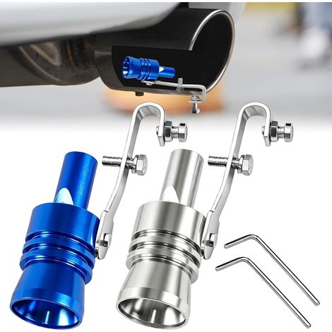 2Pcs Turbo Whistle, Sifflet D'échappement, Voiture Turbo Sound, Sifflet Pot Echappement Voiture, pour Tous Les Modèles de Véhicules (S, Argent, Bleu) (1/5)