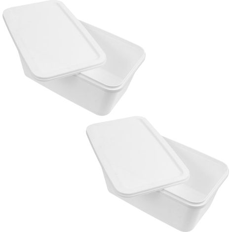 Boîte à Glace pour Congélateur 3 Litres Blanche en Plastique 2 Pièces, Grand Pot de Crème Glacée Multifonction pour Usage Domestique (1/5)