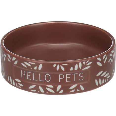 Gamelle Leafs Rond Brun pour Cochon d'Inde - 12x3,5cm, 200ml - Nourriture et Eau, Antidérapante et Facile à Nettoyer