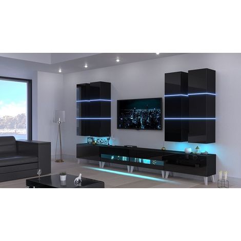 Ensemble meuble TV NEXT 51 AN51-18B-HG1 noir brillant 364 cm (1/3)
