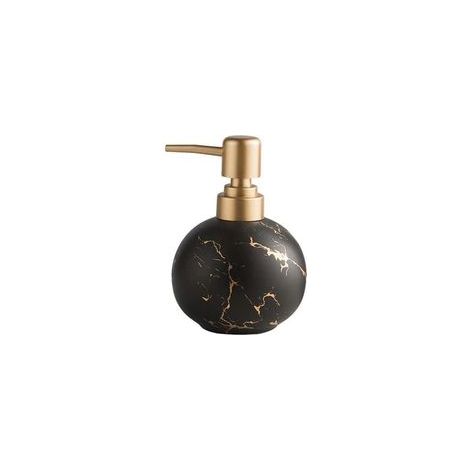 Noir，Distributeur de Savon doré pour Salle de Bain ou Cuisine - Joli Flacon de Lotion Rond en céramique - Pompe antirouille