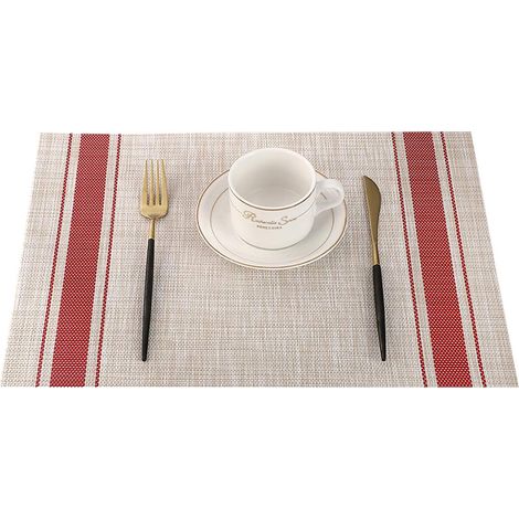 Lot de 6 sets de table, PVC antidérapant, résistant à la chaleur, pour maison, restaurant, bureau, 30x45cm (1/5)