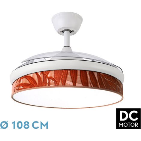 Ventilador Dc Moda 72w Blanco/hoja Caldera 108d 3aspas 7200lm 3000k,4000k,6000k Remoto+memoria+temporizador (1/3)