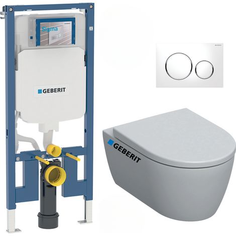 Pack WC suspendu extra-plat – Bâti-support Geberit Duofix 114 cm – WC sans bride iCon avec abattant softclose – SLIMICONC (1/5)