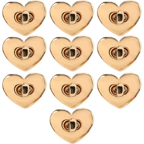 10 Fermoirs en forme de cœur, loquets tournants en alliage métallique pour sacs, matériel de bricolage sac à main, 10 pièces (1/5)