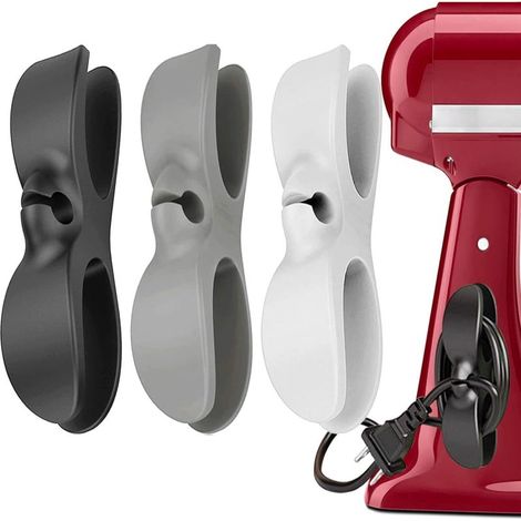 Organizador de electrodomésticos, juego de 3 piezas, clip autoadhesivo para almacenamiento y fijación de cables, gancho para enrollar y terminar el cable de alimentación de electrodomésticos de cocina (1/5)