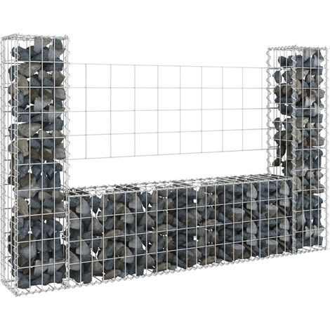 INLIFE Panier de gabion en forme de U avec 2 poteaux Fer 140x20x100 cm (1/5)