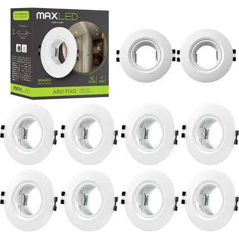 Lot de 10 Spot Encastrable Cadre GU10 Trou de montage Ø55-80mm Diamètre DU Trou PC Spots Plafond Luminaires Encastrables pour Ampoules Anneau Encastrable (Rond Blanc) (1/5)