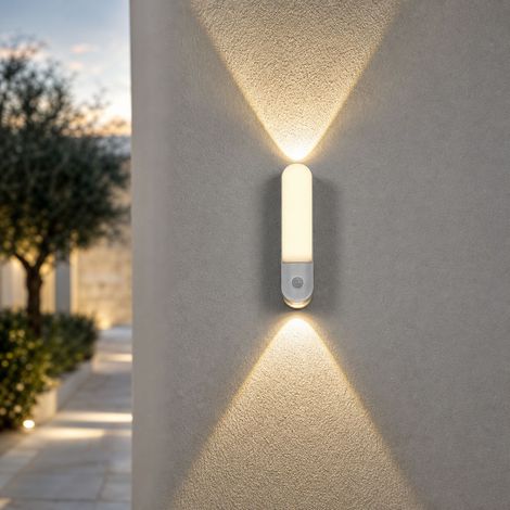 Applique murale extérieure LED à détection de mouvement, aluminium moulé sous pression, étanche, faisceau lumineux décoratif (1/5)