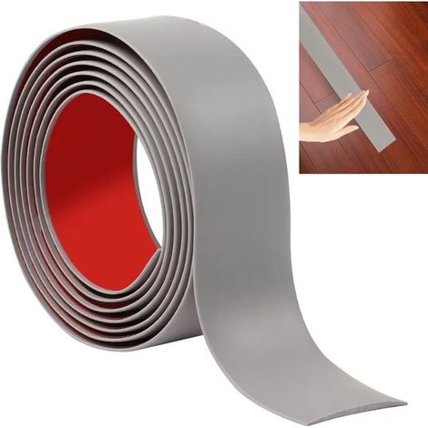 Bande de transition JUNART 200cm×5cm, vinyle autocollant, bordure grise pour sol stratifié, carrelage ou moquette. - Gris 200cm×5cm (1/5)