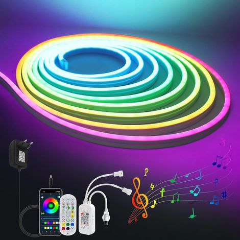 LED Tapes, Music Sync Color Changing Strip Lights with Remote Control and RGB Full Color Neon Lights Application, for Home Party Decoration (DC 12V, 1M) (1/5)