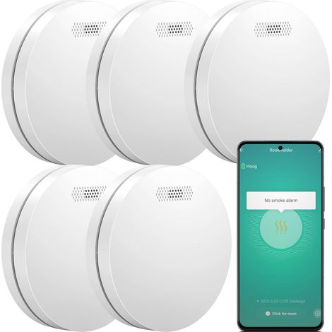 Détecteur de fumée WiFi Aroha Smart Connect - Batterie 10 ans - Capteur de fumée connecte avec Tuya et Smartlife - Alarme incendie - 5 pièces (1/5)