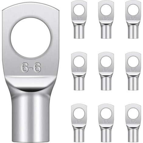 20 Pièces Cosses Tubulaires 6mm² M6, Hanibos Cosses Electriques Ronde à Œillet en Cuivre Étamé Cosse à Sertir 6mm², Cosses Annulaires 6mm² (1/5)