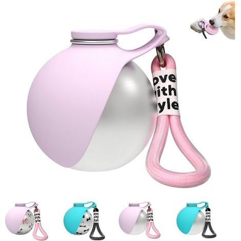 Bouteille d'eau Portable 2 en 1 pour Petits Chiens, Bouteille de Voyage Anti-Fuite de 285 ML avec Bol en Acier Inoxydable et en Silicone, pour la Marche, la randonnée en Plein air (1/5)