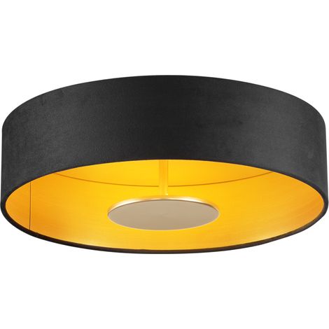 QAZQA Lampada da soffitto bredow - Moderno - Velluto,Acciaio - Nero/Oro - Tondo (non sostituibile) LED Max. 1 x 10.5 Watt