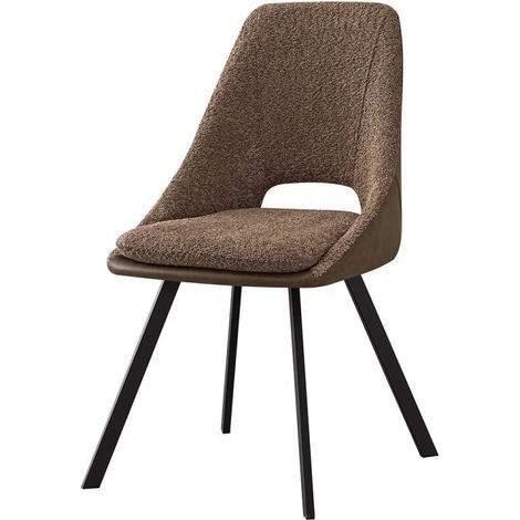 Sedia rivestita in Bouclé per sala da pranzo colore Sabbia. Collezione FILOU