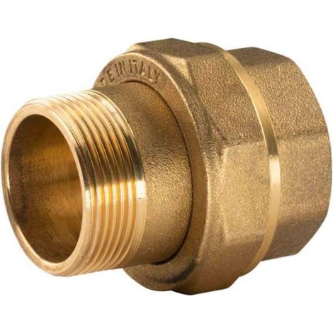 Messing Gewinde-Fitting Verschraubung gerade flachdichtend 1 1/2"IG - 1 1/2"AG (DN 40) - schwere Ausführung
