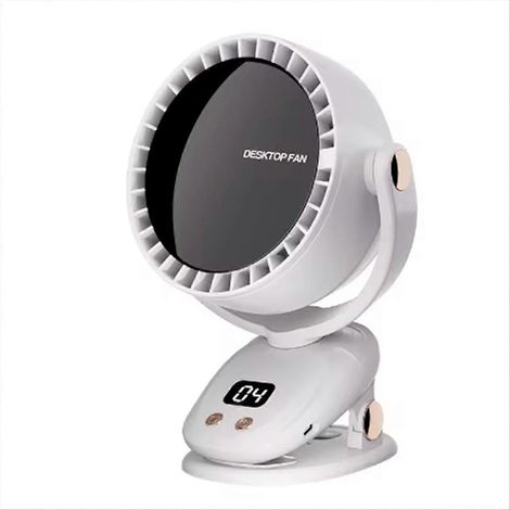 Ventilateur sans fil multifonctionnel USB à pince, idéal pour le camping, le bureau et la recharge en extérieur. (1/5)
