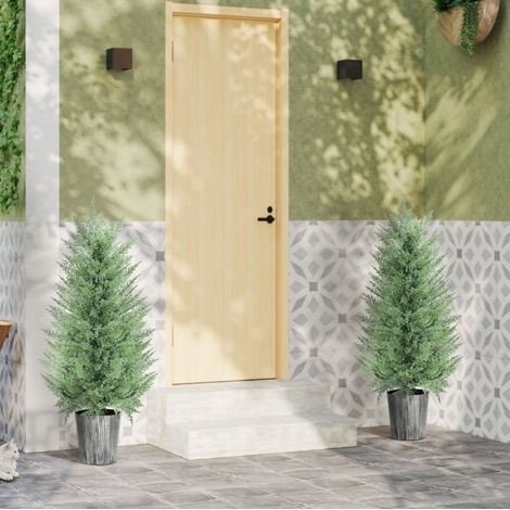 2 plantes artificielles cyprès 90 cm en plastique vert, gain de place pour salon FloraGrace (1/5)