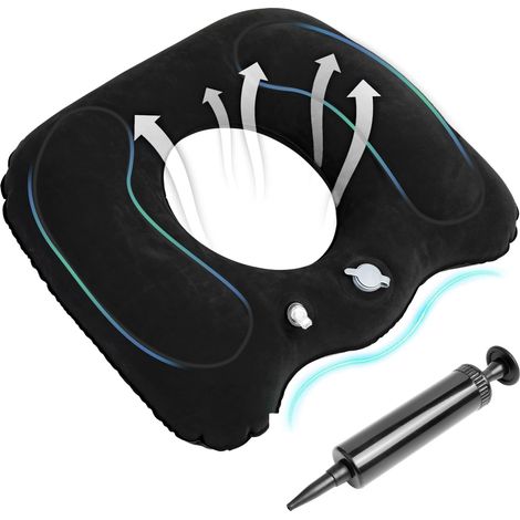 Coussin de Siège Gonflable, Coussin Hemorroides Coussin Orthopédique, Portable Coussin Gonflable de Coccyx Chaises de Bureau, Fauteuils Roulants, Voyage + Pompe (1/5)