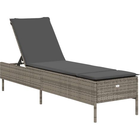Maison Exclusive - Lettino Prendisole con Cuscino Grigio in Polyrattan
