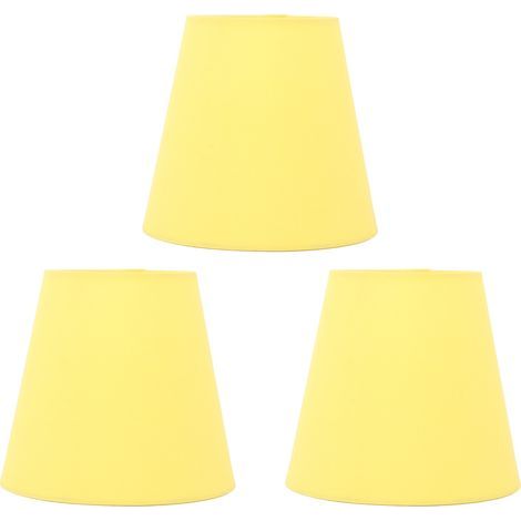 Lot 3 abat-jour tissu jaune – housse anti-poussière – léger sûr – hôtel / club / étude (1/5)