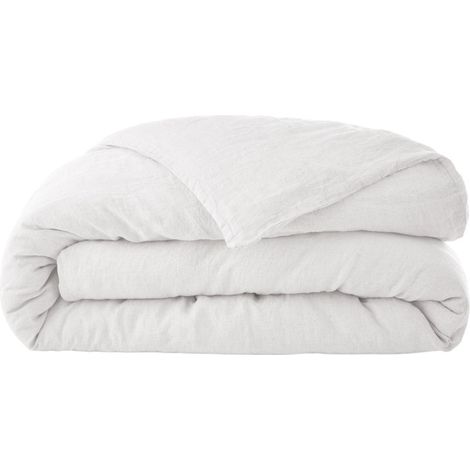 Housse de couette 220 x 240 en lin lavé blanc - LUISA (1/5)