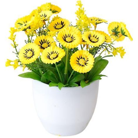 Pot de fleurs artificiel chrysanthème, décoration de bureau, plante artificielle éternelle en plastique pour balconjaune (1/5)