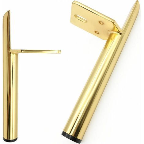 4er-Set Möbelfüße, Nachttischbeine aus Metall, geräuschlose, rutschfeste Tischbeine für Couchtische, Schränke und Sofas (15 cm, Gold), von DEBUNS (1/5)