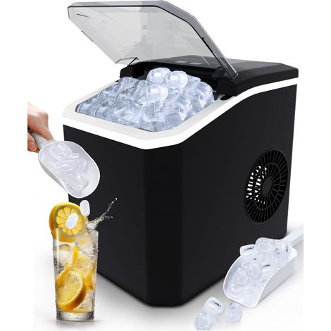 CCYKXAMachine à glaçons de comptoir, 9 cubes en 6 minutes, machine à glaçons 15 kg en 24 h pour la maison, 5 tailles de balle, 2L, pelle à glace et panier (1/5)