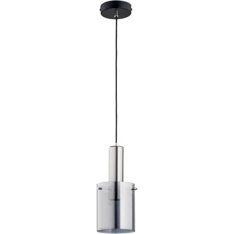 Alfa CELIA Minimalist Pendant Light, Silver Glass Shade, Chrome/Black Metal Hanging Ceiling Lamp, 1x E27 (max 15W), 15 cm, 90 cm Drop, Modern Kitchen Dining (1/2)