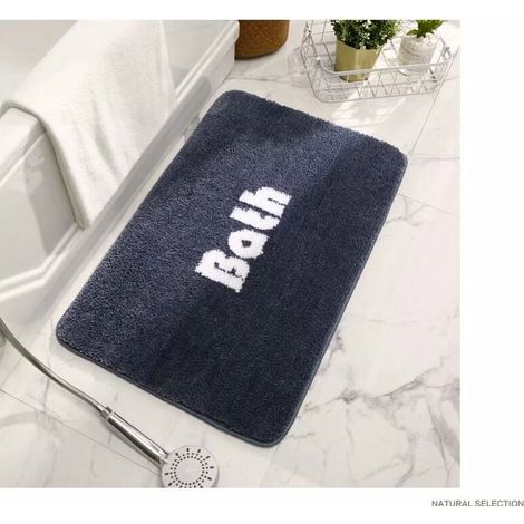 Tapis de sol antidérapant pour salle de bain à la maison, tapis de sol absorbant, tapis de porte de toilette, bleu brume 45x70cm (1/4)