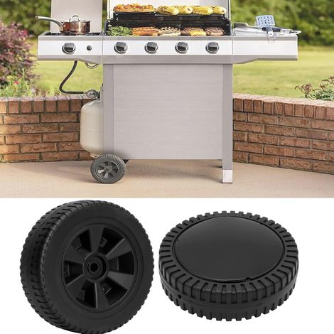 Roue de Gril, Lot de 2 6 pouces pouces Pièces de rechange pour roues de gril Plastique Kit de roue pour barbecue avec couvercle de roue pour Charbroil (6 Pouces) (1/5)