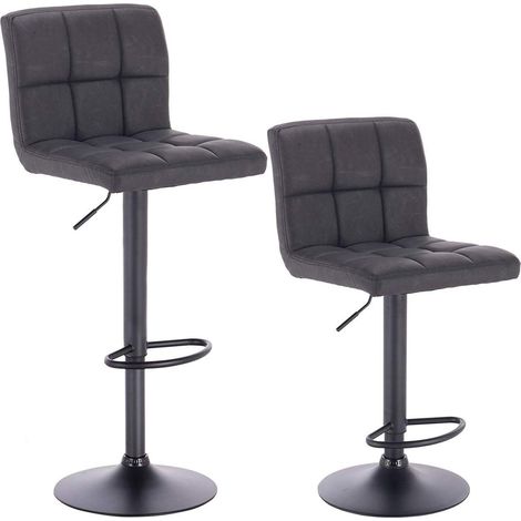 WOLTU Barhocker 2er Set Barstuhl Tresenhocker Bistrohocker Designer Hocker mit Rückenlehne, Kunstleder in Antiklederoptik höhenverstellbar drehbar Stahl Anthrazit (1/5)