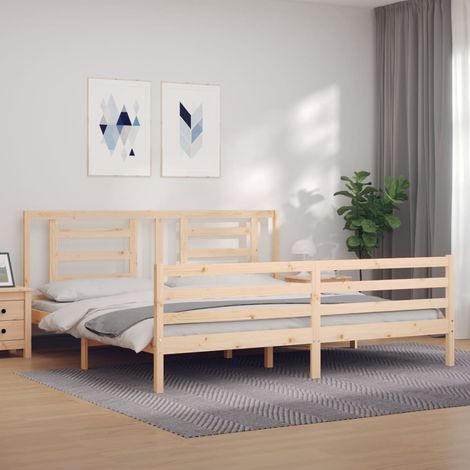 Bed Frame without Mattress 200x200 cm Solid Wood vidaXL (1/5)