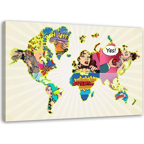 Tableau sur toile Carte du monde Pop Art 60x40 (1/5)