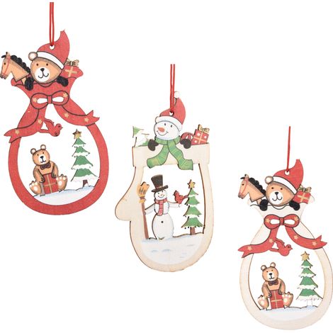 Pendentif En Bois De Noël - Décoration De Fenêtre De Magasin - Ornements Accrochés Pour Arbre Et Intérieur - Lot De 1 (1/5)