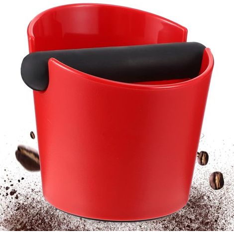 Tiroir à marc de café espresso, knock box pour machine à café, bac de frappe compact pour barista et accessoires de préparation du café, rouge (1/5)