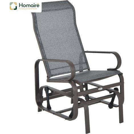 HOMAIRE Schaukelstuhl Metall für Garten, Terrasse et Balkon avec Texteline