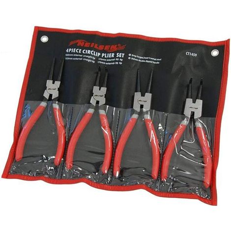 Neilsen 4pc Circlip Snap Ring Pliers Internal External Bent Straight Plier Set (1/4)
