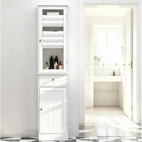 Colonna bagno 40 x 27 x 171,5 cm bianca in MDF e acrilico DESVIAE (1/5)