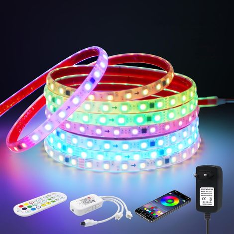 24V LED Strip, IP68 Waterproof RGB WS2811 5050 LED Strip 60 LEDs/m Multicolor Light Strip With Bluetooth Music 24 Keys IR Controller for Bedroom, Kitchen Decoration. (1/5)